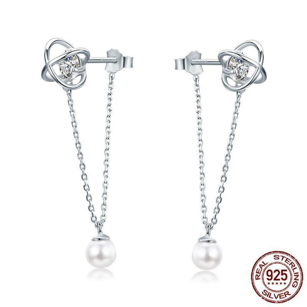 New - Loop Chain 925 Sterling Silver Stud Earrings